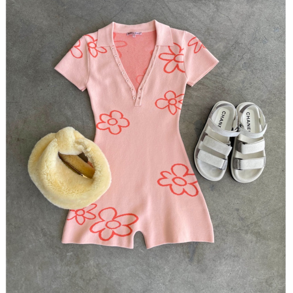 Pink Floral short Playsuit